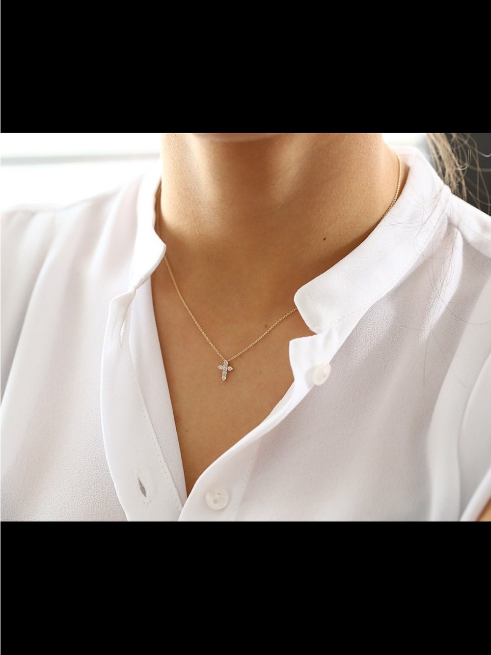 Dainty Diamond Cross Necklace